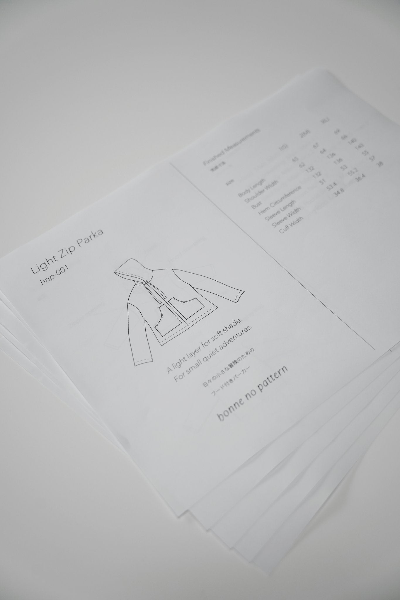 Light Zip Parka ｜ PDF (download)